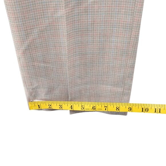 Vtg Jaymar Pants Mens Beige Light Blue Check Flat Front Slacks Size 34x32 - Picture 10 of 11